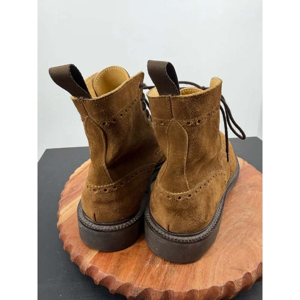 J.Crew Wingtip Brogue Boots Mens 9.5 Brown Suede Lug Sole 72864